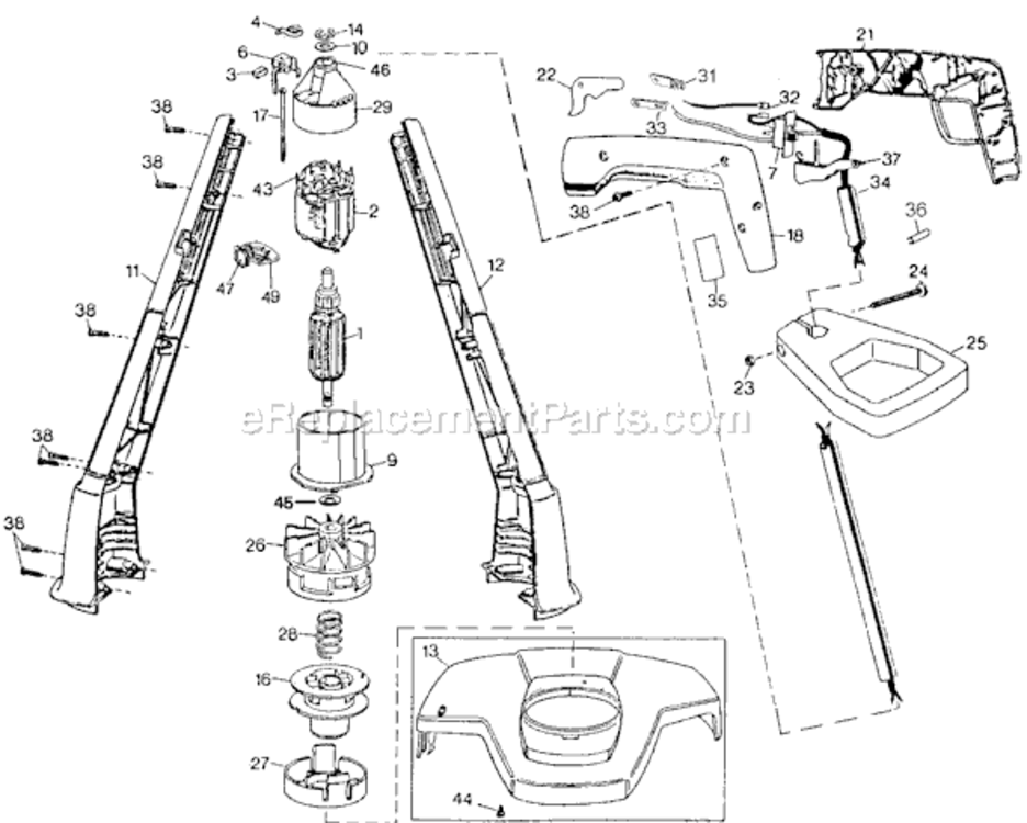 Page A Diagram and Parts List for GE600 Type 3 Black and Decker Trimmer